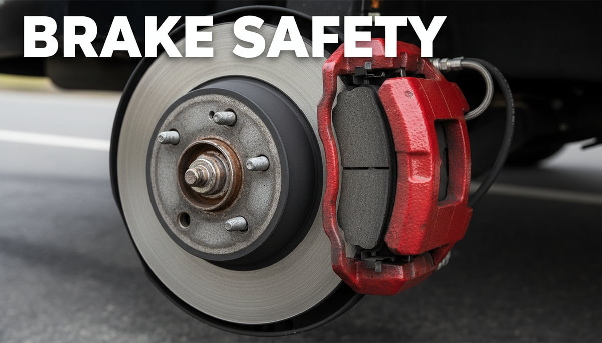 Close-up of a car's brake disc and caliper