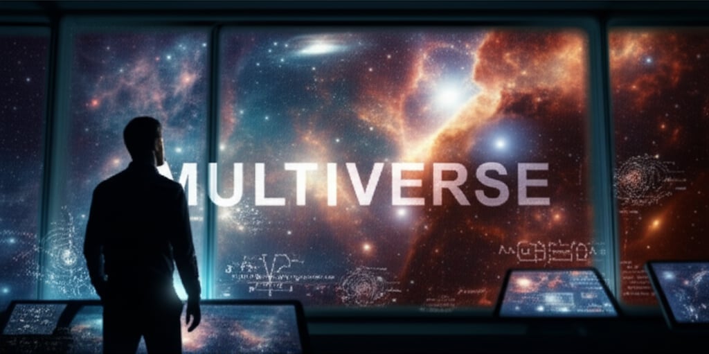 An illustrative image about: Generate a horizontal image. Central Visual Subject: A lone, contemplative astrophysicist, seen from