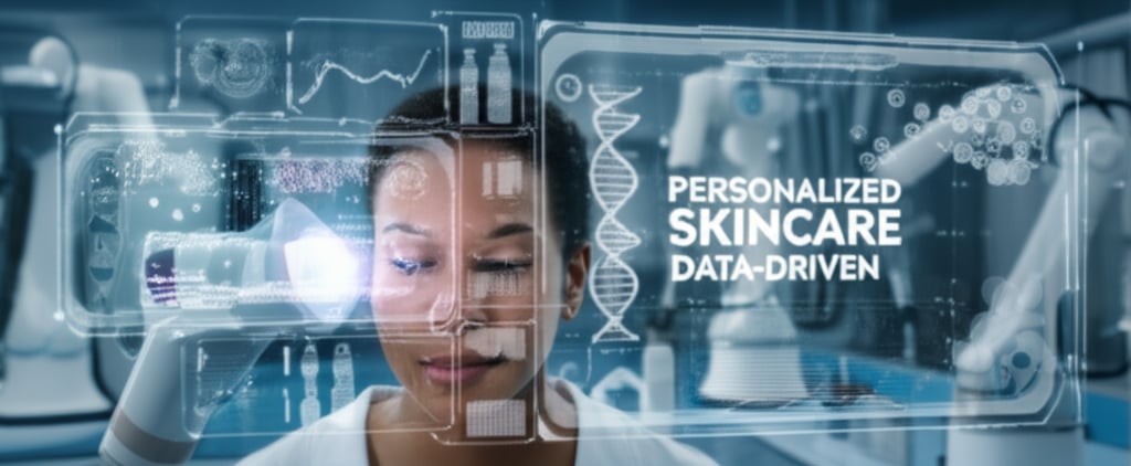 An illustrative image about: A sleek, futuristic laboratory setting. A diverse individual's face is being scanned by a glowing, h