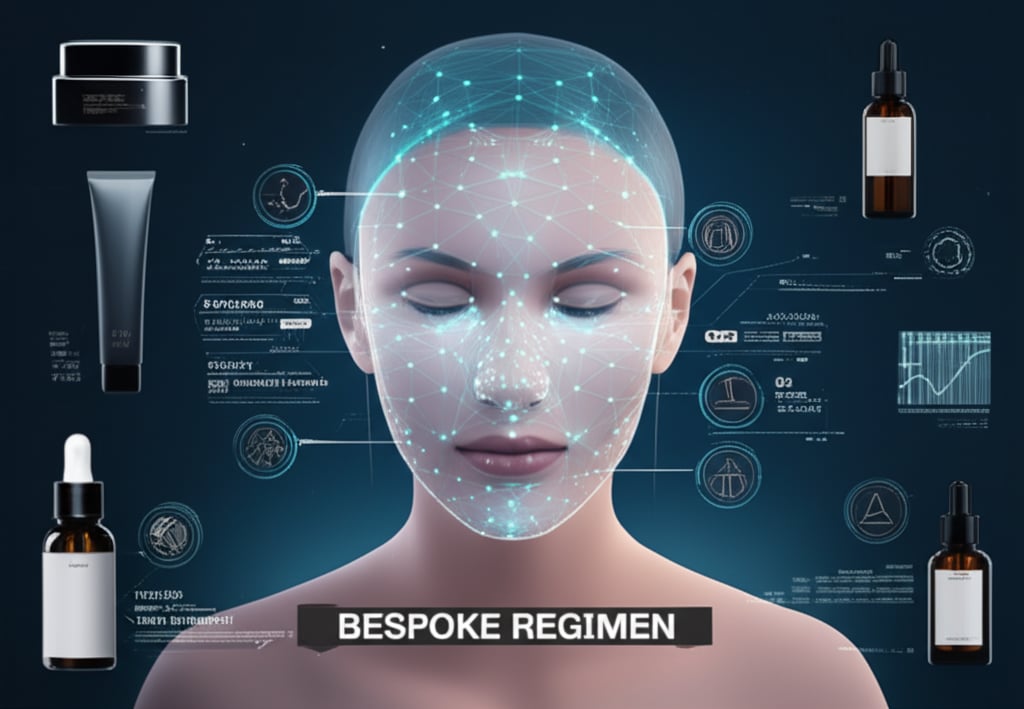 An illustrative image about: A vibrant, high-tech digital interface showcasing a 3D facial analysis with glowing data points high