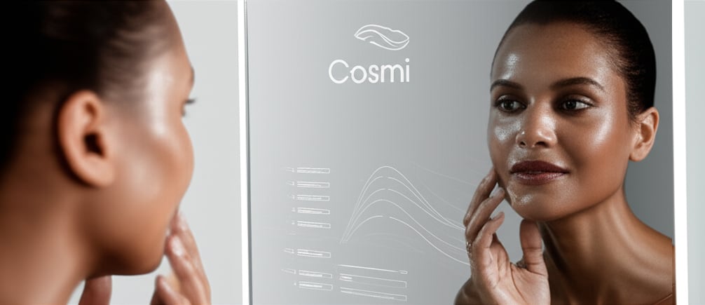 An illustrative image about: A visually striking, modern image of a diverse person with clear, glowing skin, looking confidently 