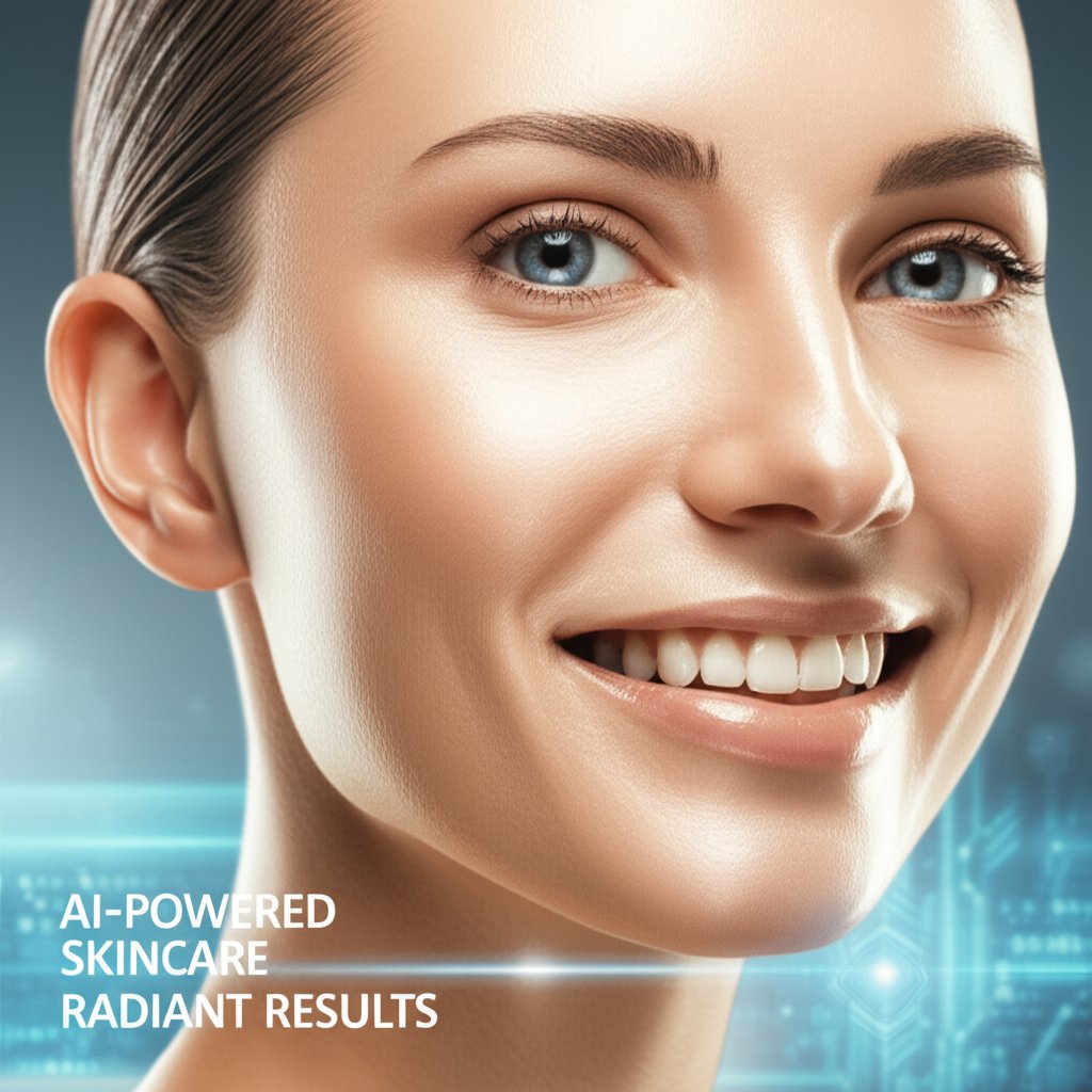 An illustrative image about: A close-up, radiant portrait of a woman with perfectly glowing, healthy skin, exuding confidence and