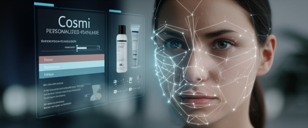 An illustrative image about: A close-up, cinematic shot of a person's face being analyzed by a futuristic, soft-glowing AI interf