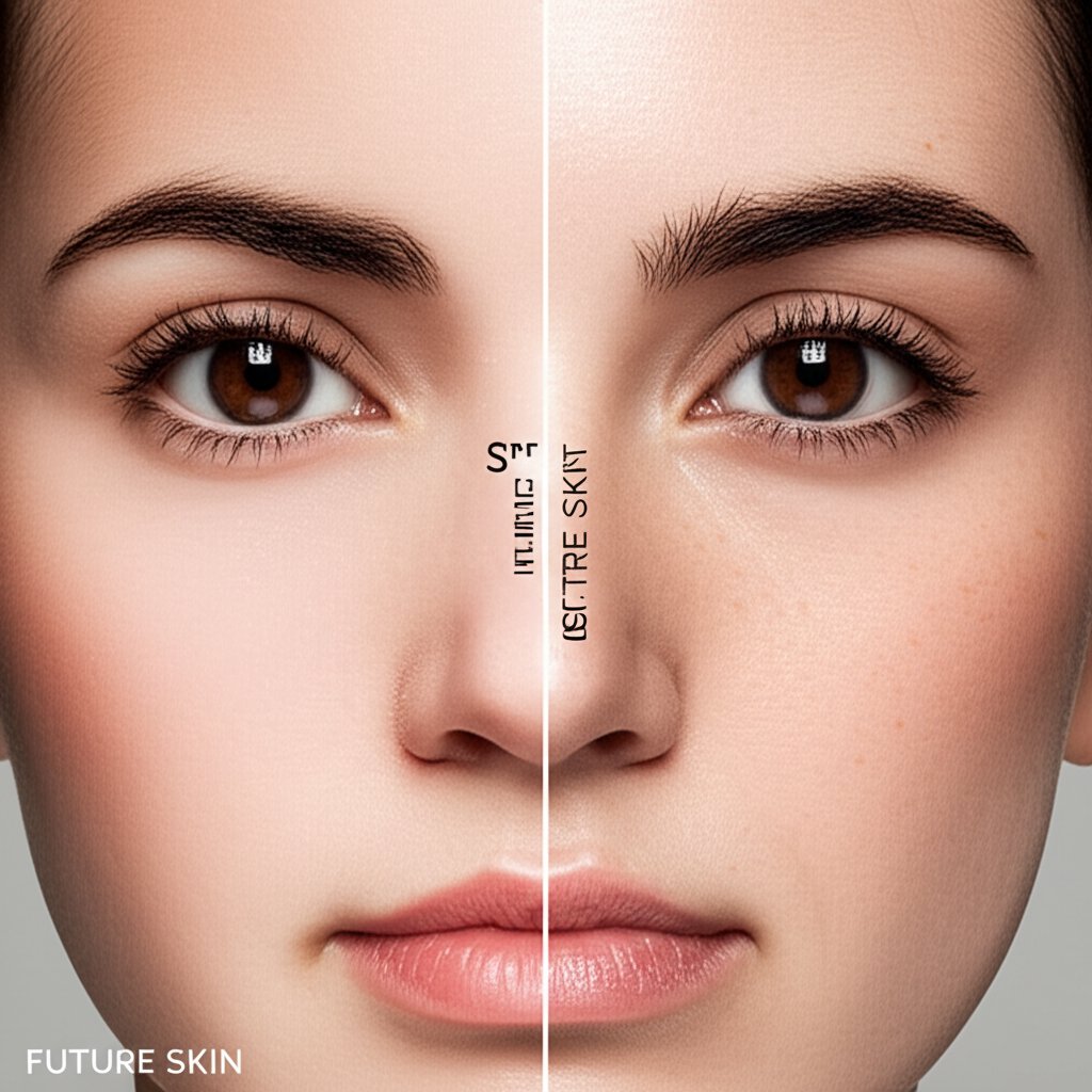 AI visualization of sun damage impact on skin over time