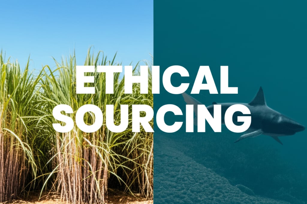 An illustrative image about: A split image or collage, representing the contrast of ethical sourcing. On one side, a serene, vibr