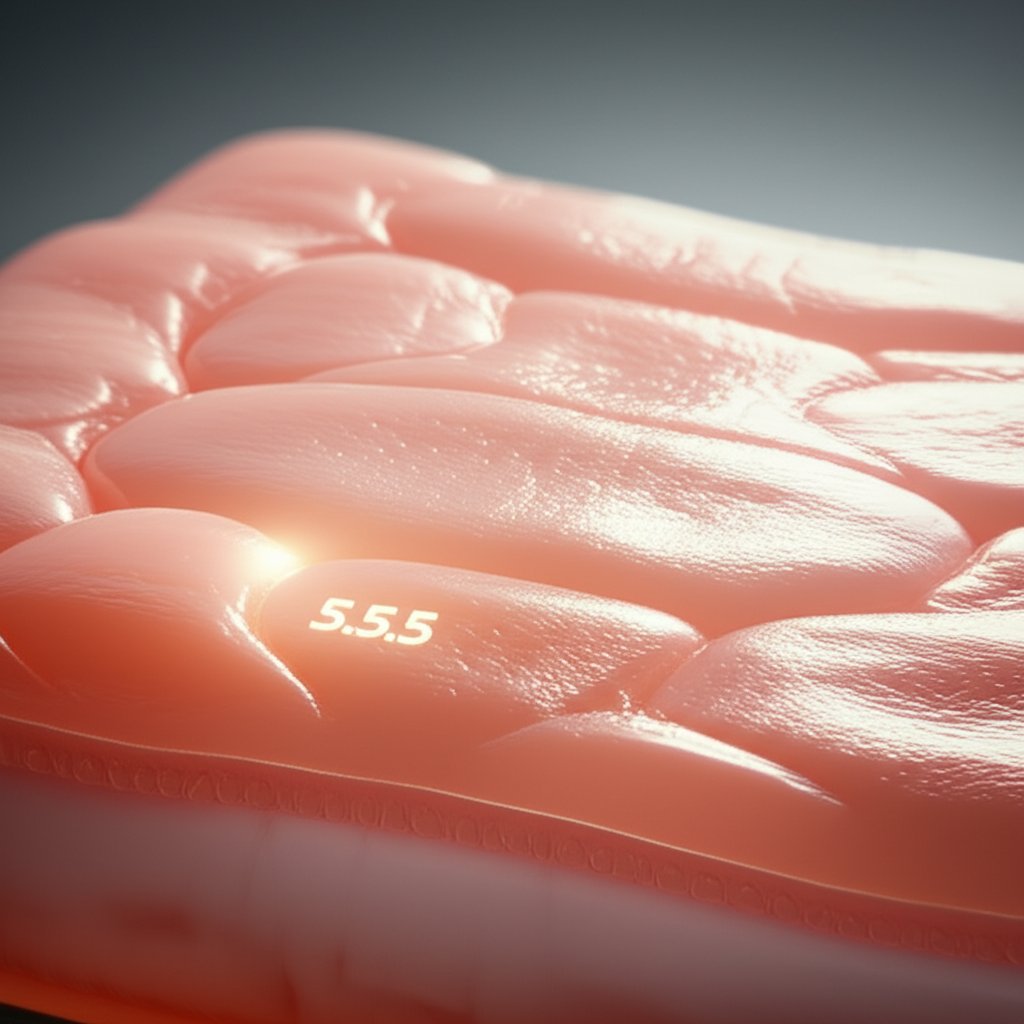 An illustrative image about: A macro, cinematic shot of human skin at a cellular level, showing a delicate, shimmering 'acid mant