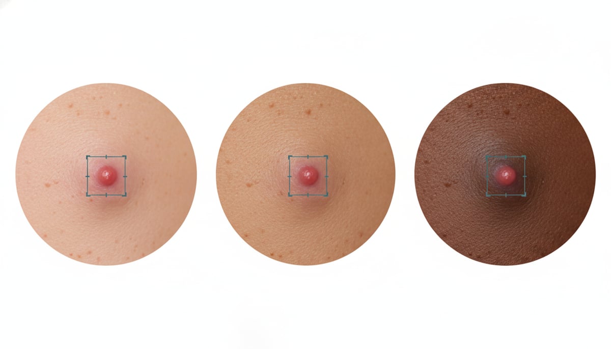 Side-by-side comparison of the same papule acne lesion detected on three differe