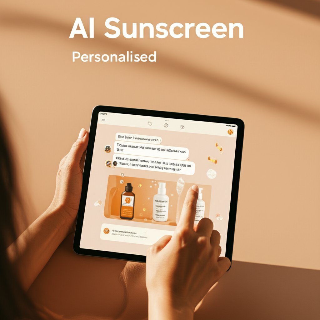 AI sunscreen finder interface on a tablet