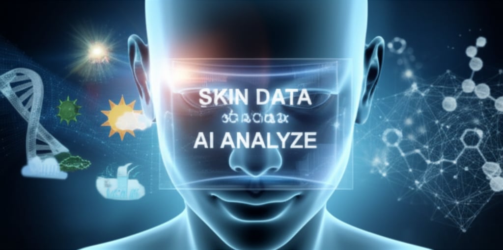 An illustrative image about: A cinematic, futuristic illustration of a translucent human face, with various data points flowing a