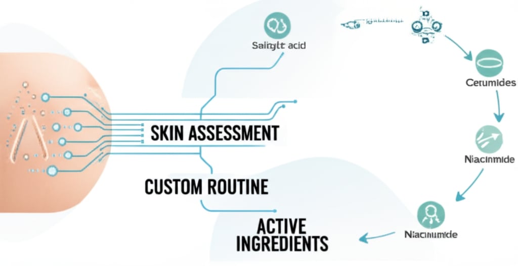 An illustrative image about: A dynamic, infographic-style image illustrating the intelligent skincare system's adaptive process.