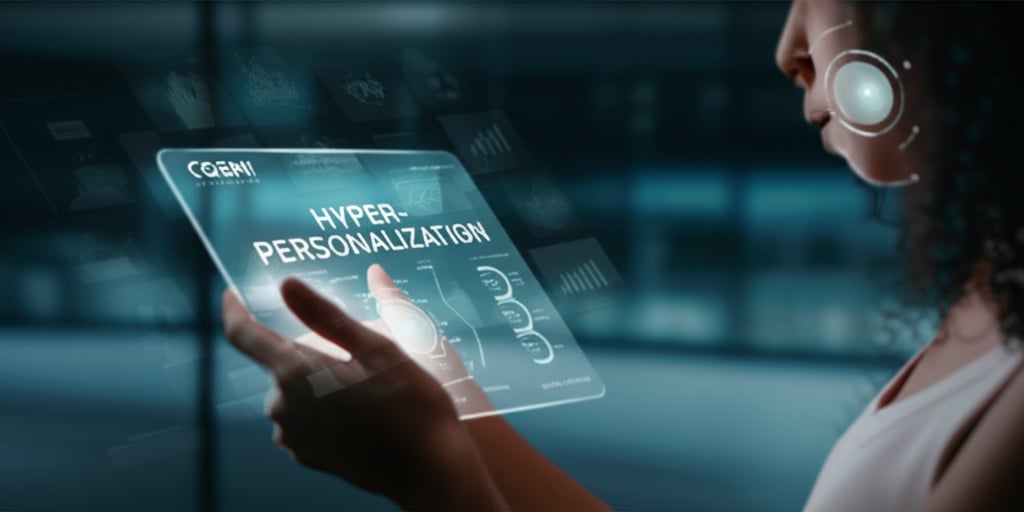 An illustrative image about: A sleek, cinematic shot of a diverse woman interacting with a futuristic, glowing tablet. The tablet