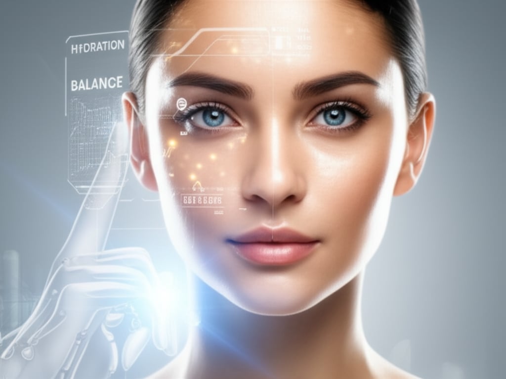 An illustrative image about: A radiant, close-up portrait of a woman's face, her skin visibly healthy and glowing, with subtle, f