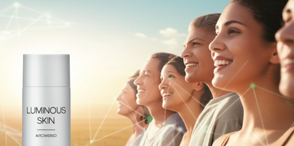 An illustrative image about: A diverse group of individuals (various ages, ethnicities) with visibly healthy, radiant, and glowin