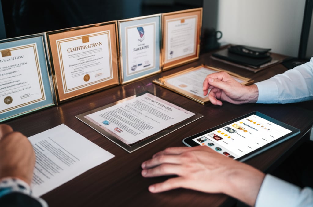 An illustrative image about: A close-up, high-angle shot of hands meticulously reviewing official documents, such as framed board