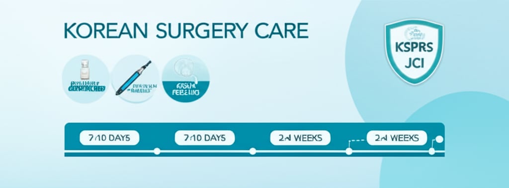 An illustrative image about: A dynamic and bright infographic illustrating key aspects of Korean post-surgery care. Include a tim