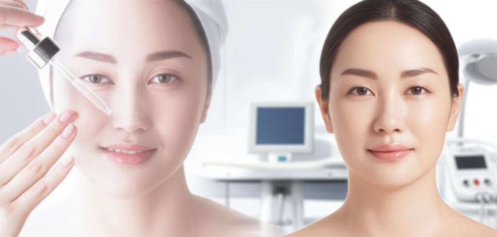 An illustrative image about: A sophisticated, cinematic image illustrating the evolution of K-Beauty. On one side, a gentle hand 