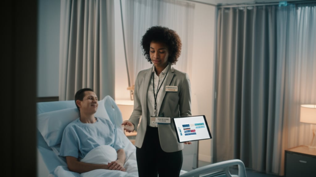 An illustrative image about: An international patient, looking relaxed and comfortable, resting in a modern, elegant recovery sui
