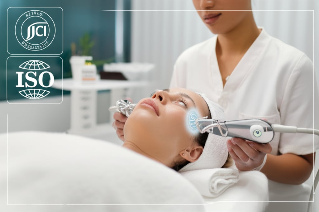 An illustrative image about: A calming, modern clinic interior scene. A diverse patient is comfortably seated, receiving a gentle