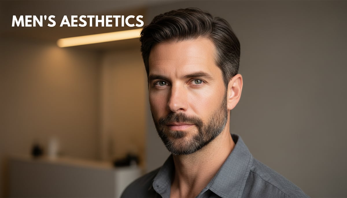 A confident man with a naturally defined jawline and clear skin