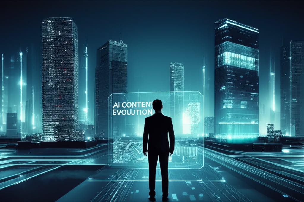 An illustrative image about: A futuristic digital landscape, with a calm, clear AI-powered current flowing through a transformed 