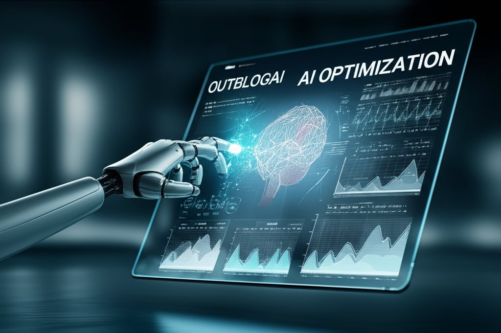 An illustrative image about: A sophisticated robotic arm or an abstract AI brain interface actively optimizing a website's perfor