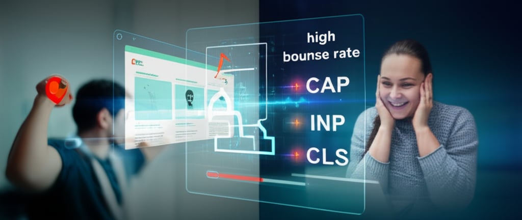 An illustrative image about: A visually striking comparison of two scenarios: on one side, a website loading slowly with an angry