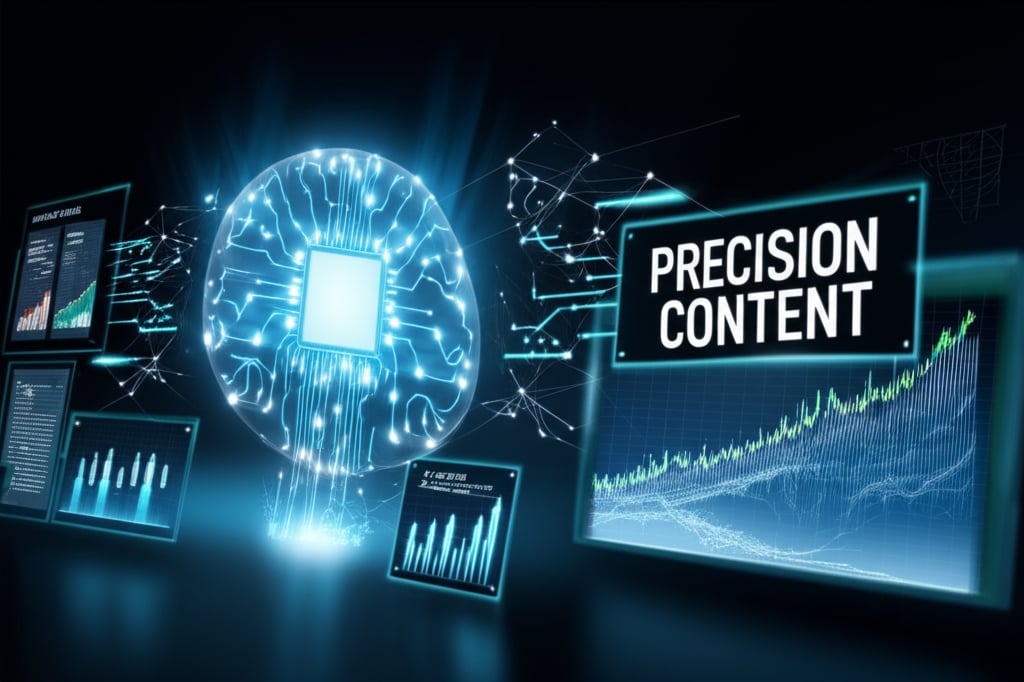 An illustrative image about: A sleek, dynamic visual of an advanced AI system. Glowing neural networks and data streams flow from
