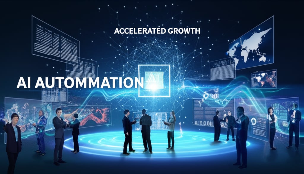 An illustrative image about: A visually stunning, futuristic tableau depicting a glowing, abstract AI network or brain at the cor