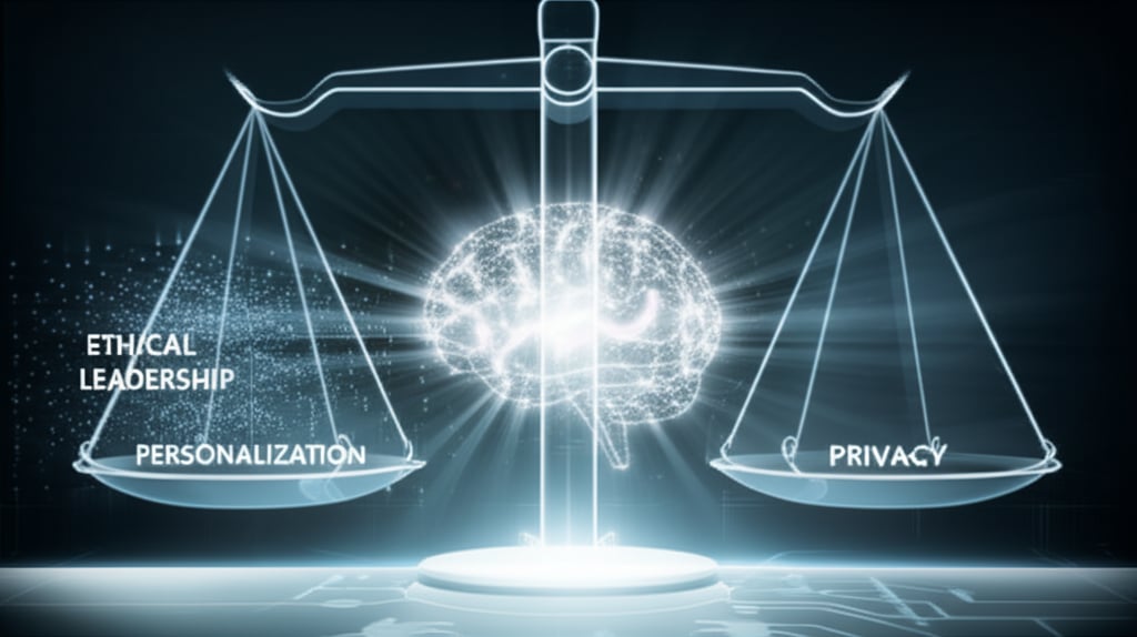 An illustrative image about: A futuristic, conceptual image illustrating the delicate balance of AI ethics. A shimmering, abstrac