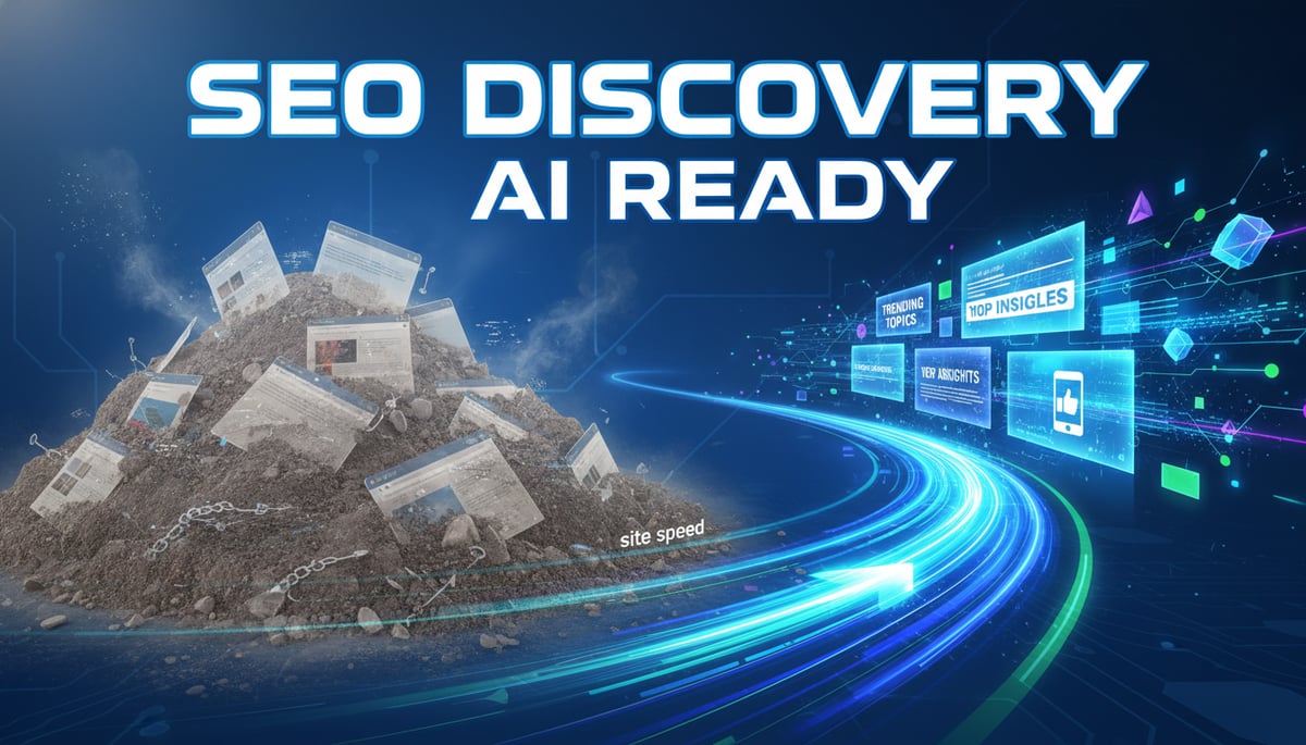 A visually rich graphic illustrating content discovery in a digital landscape.