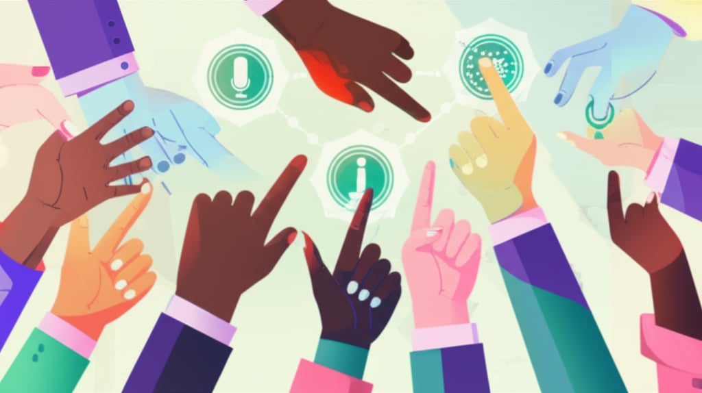 An illustrative image about: A dynamic, abstract illustration depicting various hands reaching out and connecting digital links a