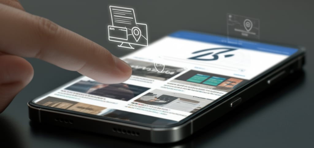 An illustrative image about: A close-up, high-angle, cinematic shot of a sleek, modern smartphone screen displaying a search engi