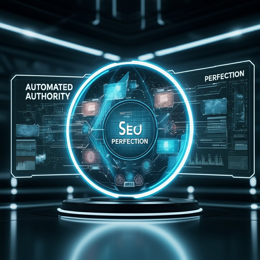 An illustrative image about: A high-tech, clean image of a sophisticated automation system, depicted as an elegant 'growth flywhe