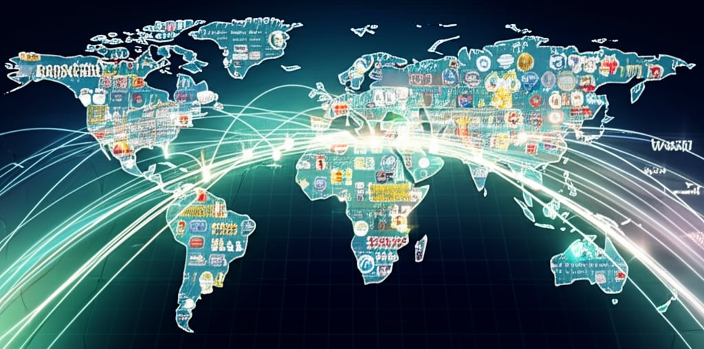 An illustrative image about: A high-tech, cinematic rendering of an abstract AI network glowing with energy, forming a bridge bet