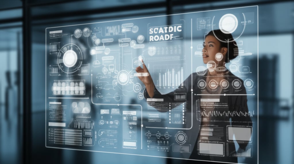 An illustrative image about: A collaborative scene featuring a human marketing strategist and an advanced AI interface. The human