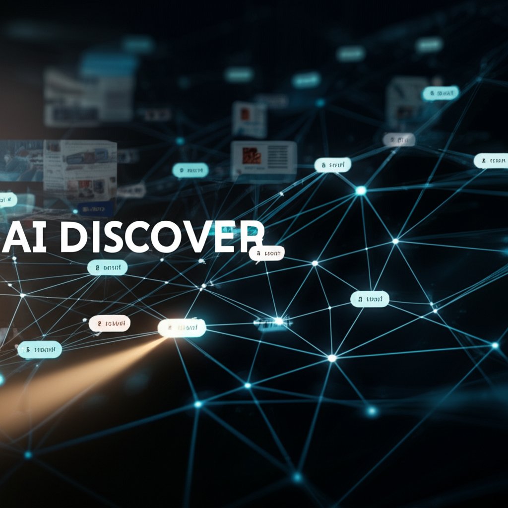 An illustrative image about: A high-tech, cinematic shot of an AI neural network visually exploring a complex, glowing web of dat