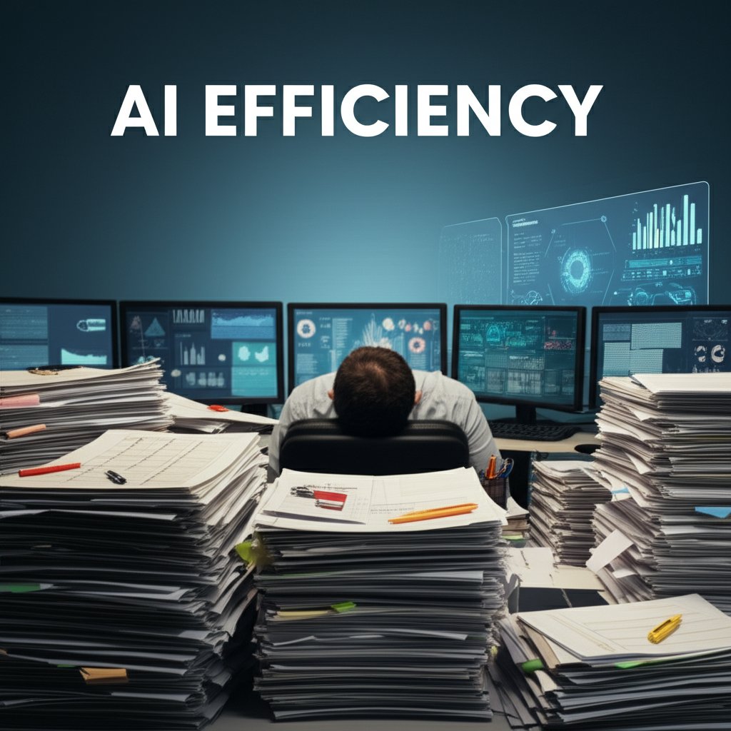 An illustrative image about: A bustling, cluttered office desk with a stressed human marketer buried under piles of generic paper