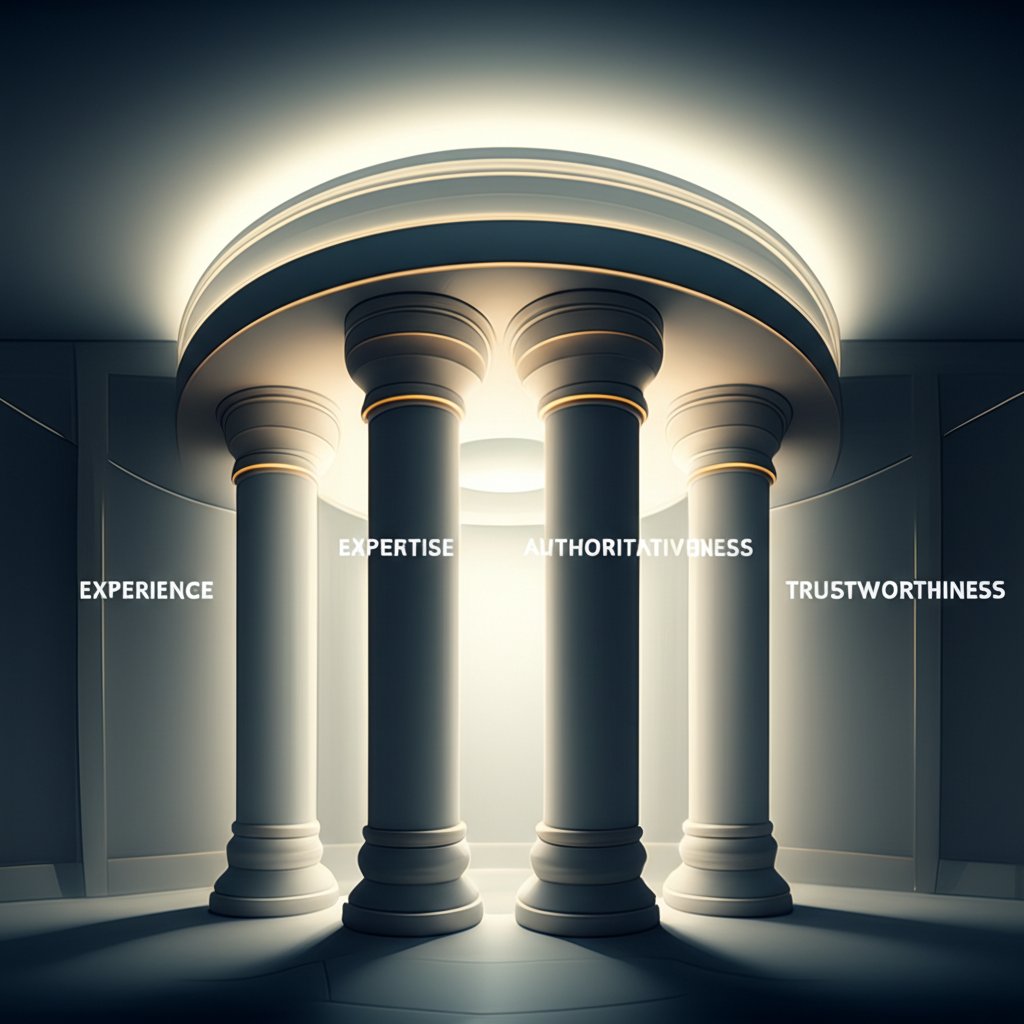 An illustrative image about: A grand, illuminated architectural structure composed of four distinct, strong pillars. Each pillar 
