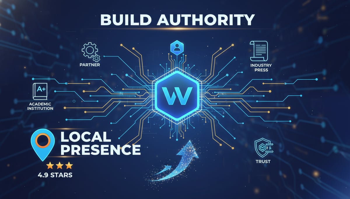 An intricate visual metaphor for building digital authority.