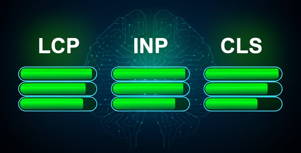 An illustrative image about: A sleek, futuristic digital dashboard displaying three distinct, glowing gauges or progress bars, ea