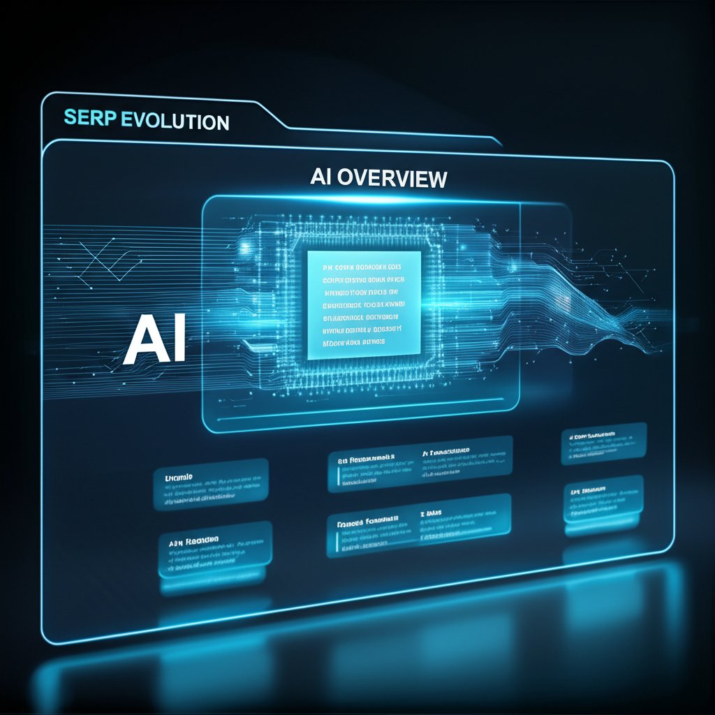 An illustrative image about: A futuristic, holographic search engine results page (SERP) displayed on a sleek, transparent screen