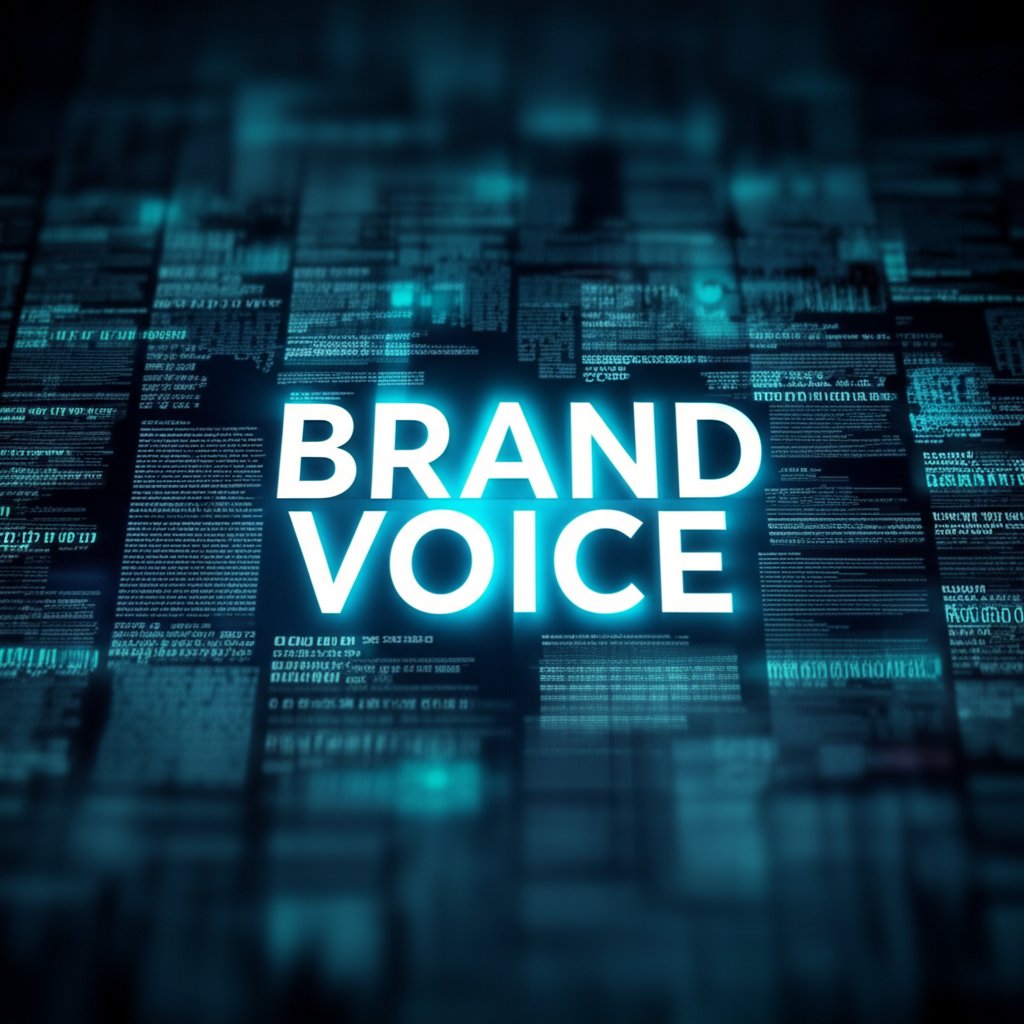 An illustrative image about: A vibrant, unique brand logo, **BRAND VOICE**, shining brightly and distinctively in a digital lands