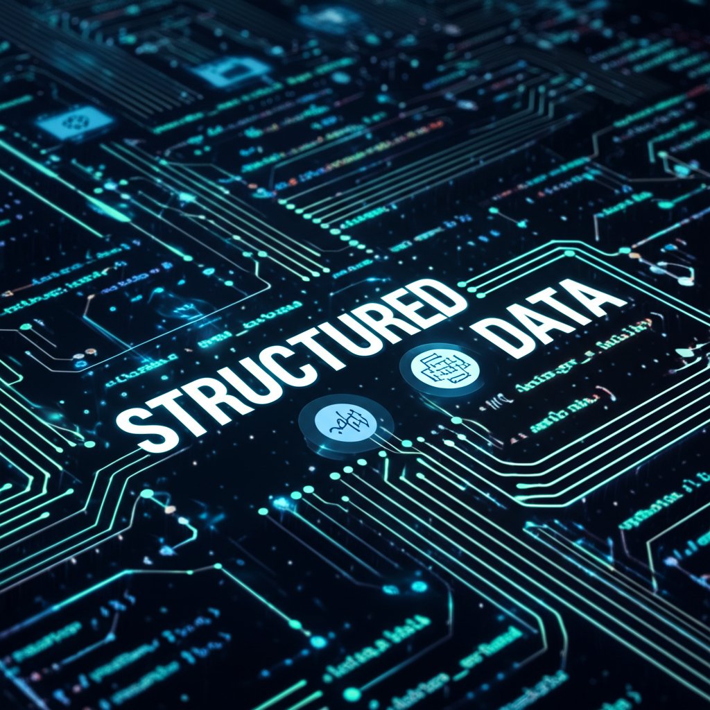 An illustrative image about: A close-up, high-tech view of a digital content block, showing intricate, glowing lines of schema ma