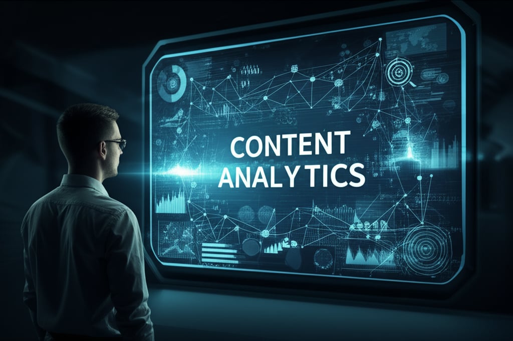 An illustrative image about: A sophisticated AI dashboard displaying complex content analytics, transforming raw data into struct