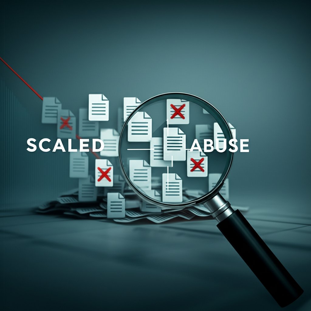 An abstract visual representing digital content being evaluated and filtered.