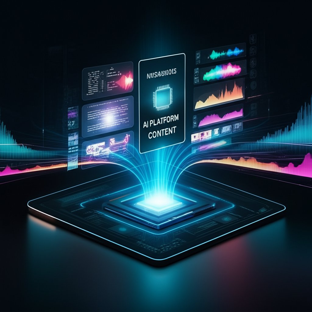 An illustrative image about: A sleek, minimalistic, futuristic interface of a specialized content automation platform at the cent