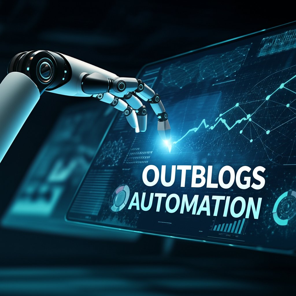 An illustrative image about: A futuristic, clean, and minimalist scene. A sleek, glowing robotic arm is precisely "typing" on an 