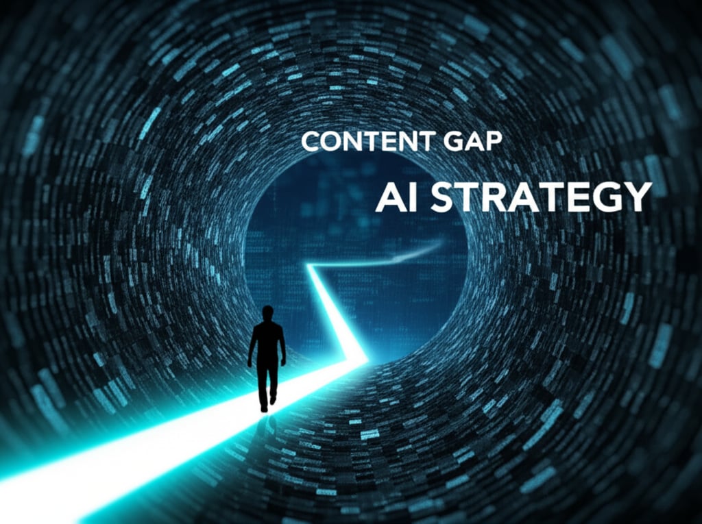 An illustrative image about: A sleek, futuristic AI interface projects a laser-like, illuminated path cutting through a dense, ov