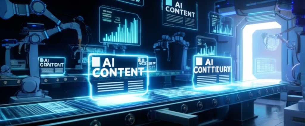 An illustrative image about: A high-tech, automated factory line where robotic arms, powered by AI, rapidly construct and optimiz