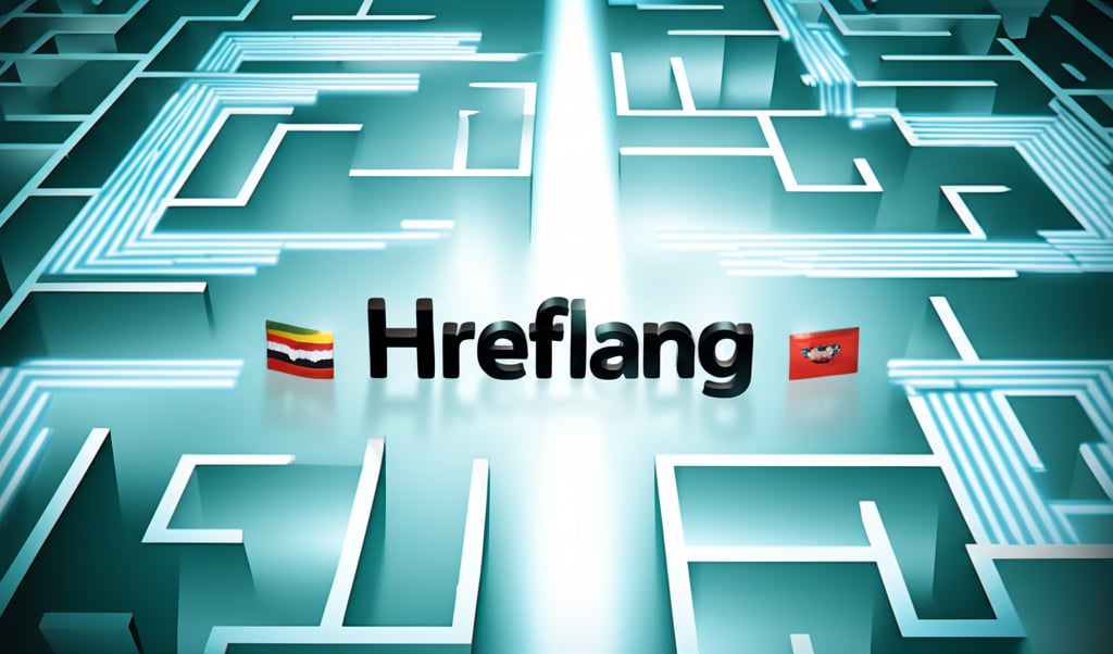 An illustrative image about: A visually striking illustration of a digital maze. At its core, a prominent, **bold** 'Hreflang' si